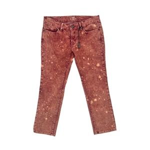 Tyler Skye Red Paint Splatter Corduroy Ankle Pants Size 2